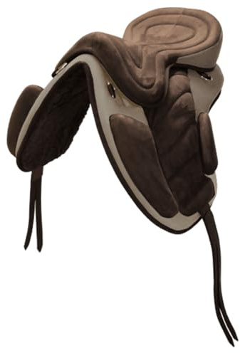 Brama West Kinder Sattel baumlos “Safety“- Sitzgröße 13“ - inkl. Steigbügelriemen & Sattelgurt (Beige/Braun 13)
