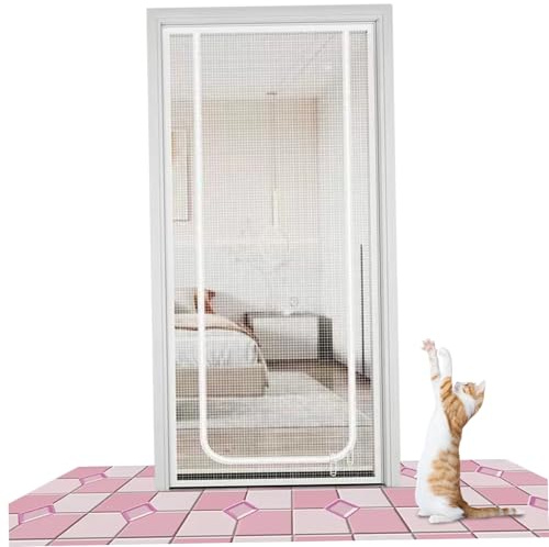 Zanzariera per gatti zanzariera per cani da 35x83 pollici a maglia fine con apertura a cerniera forma di U nastro di f