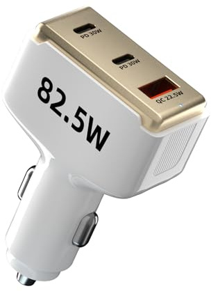 Caricabatterie per auto super veloce – Alimentatore di tipo C, caricatore USB a tre porte, stazione di ricarica rapida per dispositivi, di ricarica auto | Ricarica affidabile ad alta potenza