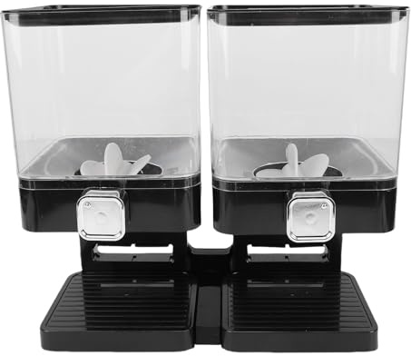 TOPINCN Dispensador Doble de Cereales, Dispensador de Contenedores de Almacenamiento de Cereales para Nueces de Granos de Arroz, de Alimentos Secos para Almacenamiento de (BLACK)