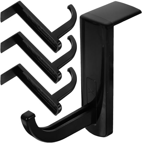 Cabilock Lot de 4 Crochets Support pour Casque Audio Noir, Support Suspendre Mural Compact pour Bureau et Gaming, Accessoire Rangement Casque Écouteur Pratique et Stable