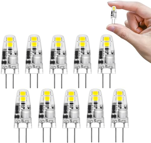 I-SHUNFA Lámparas LED G4, Bombillas LED 1.2W 12V, Reemplazo Para Lámparas Halógenas De 10W-15W, 120 Lúmenes, No Regulables, Pequeñas Bombillas LED Para Campana Extractora, Cocina (4led*6000k*10pack)