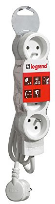 Legrand 050055 Rallonge Multiprise 4 Prises de Courant avec Cordon 1.5m, 2P+T, 16A, 230V, Blanc et Gris