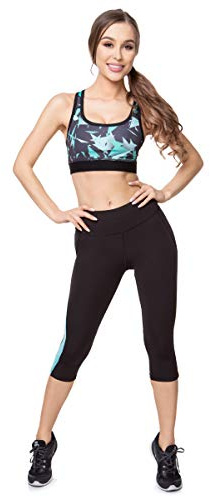 MITAAMI Dam Fitness Capri 3/4 leggings solid aktivitetskläder nät gym löpning yoga G231