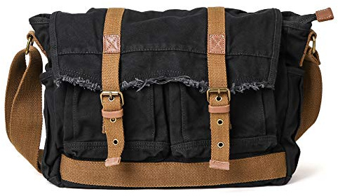 Gootium Canvas Messenger Bag - Vintage Shoulder Bag Frayed Style Satchel