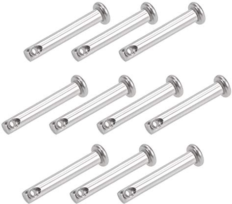 sourcing map 10 Stück Steckbolzen Gabelkopfbolzen Einzelnloch 4mm X 25mm Splintstift Flacher Kopf Edelstahl 304 Link Scharnierstift