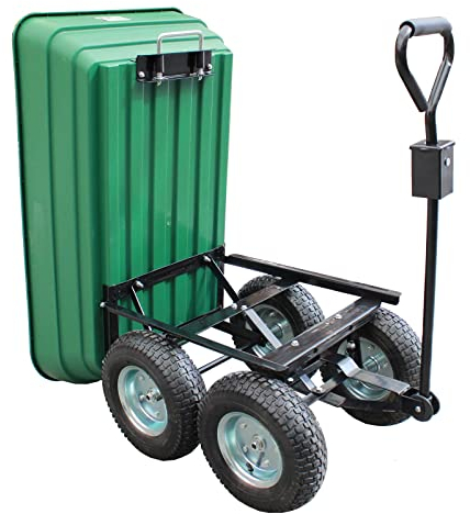TRUTZHOLM Gartenwagen mit Kippfunktion 400kg auch als Anhänger für Rasentraktor nutzbar, 125 Liter Transportwagen, Deichsel oder Handgriff