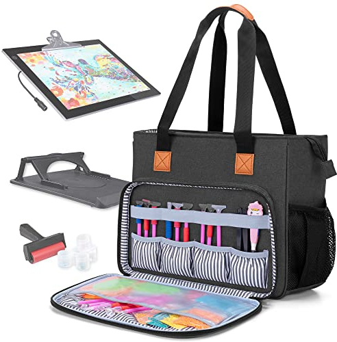 Luxja Tragetasche für LED Licht Pad, A4 Leuchttisch Leuchtplatte Aufbewahrungstasche, Reisetasche für Diamond Painting Tools und Zusätzlich Zubehör, (NUR EINE Tasche), Schwarz