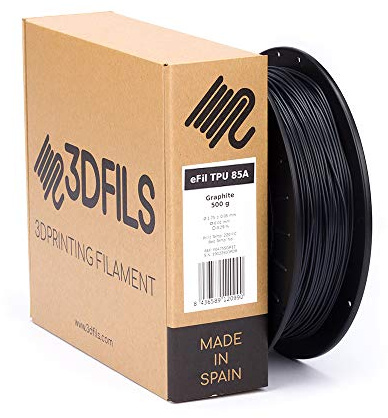 3DFILS - Filamento flexible para impresión 3D eFil TPU 85A: 1.75 mm, 250 g, Grafito