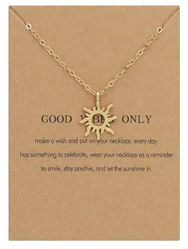 AILUOR Schlüsselbein kette, Mode Gold Sonnenkette Sonnenlicht Sonnenschein Anhänger Halskette mit Nachrichtenkarte Freundschaft Zierliche Gold Schmetterling Halsreif Schmuck