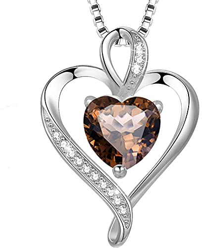 LAVUMO Collares Mujer Amor Colgante de Corazón Plata Plata de Ley 925 Collares Mujer Joyas Regalos para Esposa, Mamá Novia Cumpleaños Navidad Aniversario día San Valentín Regalo(Plata-06-Junio)