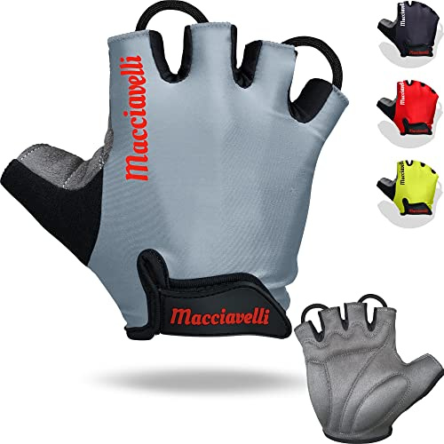 MACCIAVELLI® Gants de Cyclisme Homme Femme – Gant Vélo VTT – pour Vélos de Route et de Montagne - Gants Cycliste Demi Doigt - Cycling Gloves