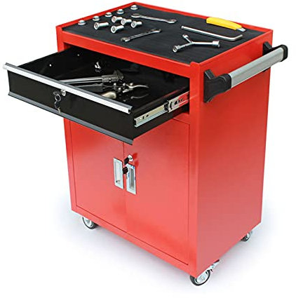 Bderkz Heavy Duty Rolling Tool Chest Steel Mobile Trolley Tool Cabinet with Wheels and Sliding Drawer, Perfect Tool Organizer for Mechanics and Home Garage, Red (Color : Red)