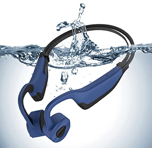 IKXO Bone Conduction Headphones Waterproof Bluetooth for Swimming, MP3 Player Wireless Sport Earphones IPX8 Open-Ear Built-in 8GB Flash Memory for Running, Diving Water, Gym, Spa (Gray) (Style_1)