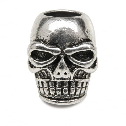 Perlin Totenkopf Perlen 20 Stück 10 mm x 8 mm Metall Großloch 4 mm Schädel Spacer Silber DIY Schmuck Basteln Halskette Armband Gothic Skull Beads