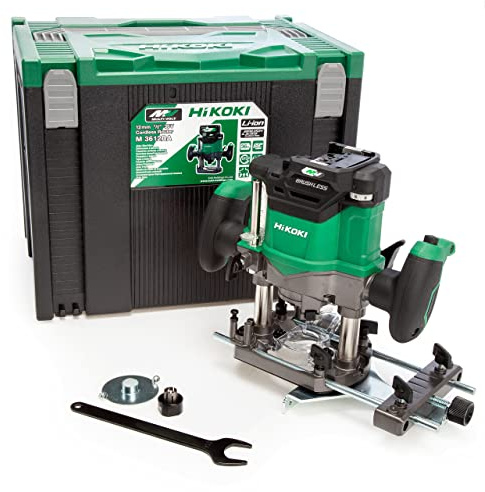 HiKOKI Cordless Router M3612DAJ2Z 36 V Brushless 50 mm Plunge Router with 6, 8 and 12 mm Collet Chuck for Maximum Flexibility