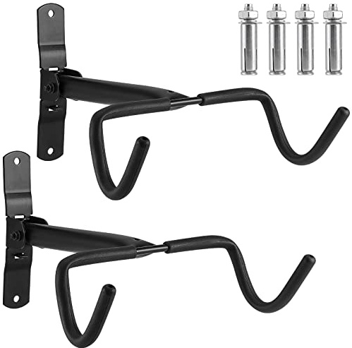KEILEOHO - Juego de 2 portabicicletas de pared, soporte plegable para bicicleta, doble gancho horizontal con anclajes, bicicletas con marco acolchado de espuma