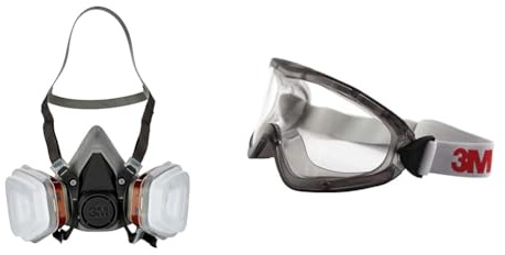3M 6002C - Kit de Demi-masque respiratoire gaz/vapeur & Lunettes-masque de sécurité 2890SA, Classic