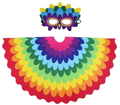 AIMEJZM 2PC Chiffon-Umhang und Maske für Kinder, Papageienvogel-Umhang verkleiden sich für Halloween-Party-Jungen und Mädchen
