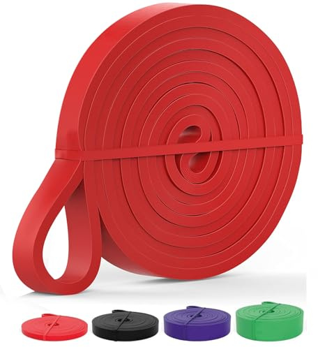 Pull Up Bands & Resistance Bands - Rubber Heavy Duty Loop Band for Men & Women Fitness - Muscle Strength Training - Assist Pull Ups & Gym Exercise (Red: 30-60bls)