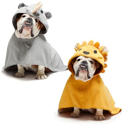 Barkbox - Premium saugfähiger Hunde-Bademantel mit Kapuze – schnell trocknendes Haustierhandtuch für Bade- und Strandausflüge – luxuriöses und weiches Bademantel-Handtuch für Hunde aller Rassen – Löwe