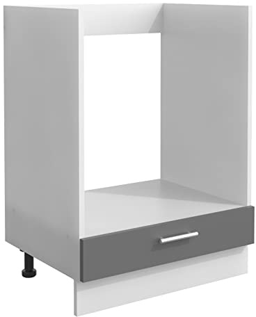 VCM Ofenschrank Breite 60 cm Herdumbauschrank Herdschrank Backofenschrank Esilo Zusatzfach Klappe Weiß/Anthrazit