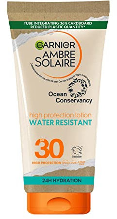 Garnier Ambre Solaire SPF 30 Water Resistant High Protection Sun Cream Lotion, High Sun Protection Factor 30, Non Sticky Sunscreen, UVA & UVB Protection, Approved by Cruelty Free International, 175ml