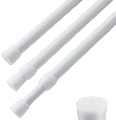 3 PCS Spring Tension Curtain Rod Adjustable Length 41-74 Inches, No Drilling, Tension Rod Suitable for Windows, Bathroom, Cabinets, Wardrobes （White) (white)