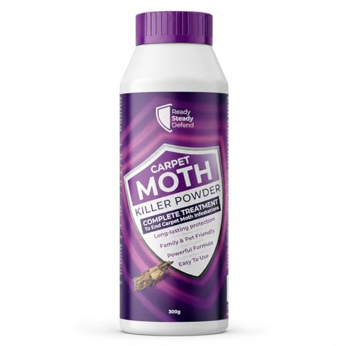 Carpet Moth Killer Powder 300g- Complete Treatment for Infestations, Long-Lasting Protection, Powerful 0.5% Permethrin Formula, Easy to Use for Effective Carpet Care