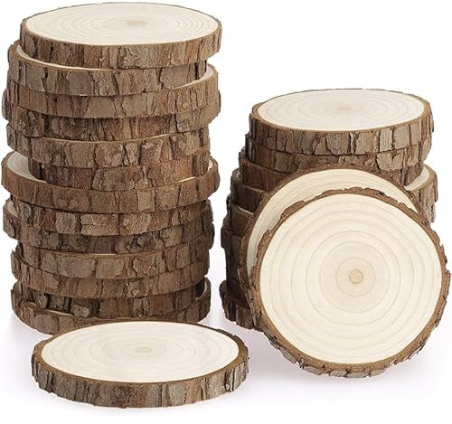 Virsus Dischi Sottobicchieri in Legno Naturale VE001, Diametro 10 cm, Dischi in Legno Grezzo per creare Decorazioni Natalizie, Fai da Te, Segnaposto, Ideali per Intagliare, Disegnare, Dipingere (12)
