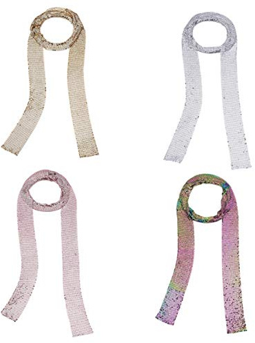 GALPADA Bufandas Para Mujeres Elegante J Collar Para Las Mujeres Collares De Moda Para Mujeres Collar De Gargantilla De Cadena Largo Gargantillas De Lentejuelas Lentejuelas Corbata