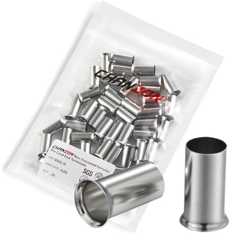 Chanzon 50pcs EN25-16 Embouts de Fil Non Isolés pour Câble 4AWG (25mm²) Connecteur à Sertir Électrique en Cuivre Pur Terminal Tube de Revêtement en Étain