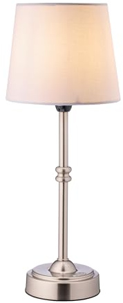O’Bright Seraph - Cordless LED Table Lamp with Dimmer, Built-in Rechargeable Battery, 3-Level Brightness, Patio Table Lamp, Bedside Night Lamp, Ambient Light for Restaurant, Brushed Nickel