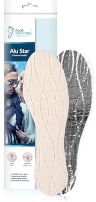 Foot Morning – Semelles Intérieures Isolées Alu-Star pour l'hiver (1 paire) – 3 Couches d'aluminium, Mousse Polyéthylène et 100% Laine Fine – Semelles Chaussures Multicouches (42 EU)