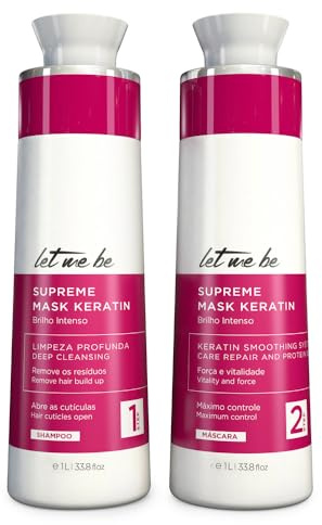 Let Me Be - Kit Alisado SupremeMask Keratina 2 en 1: Champú Antirresiduos + Mascarilla, Limpieza Profunda y Alisado Brasileño de Larga duracion (2x1L)