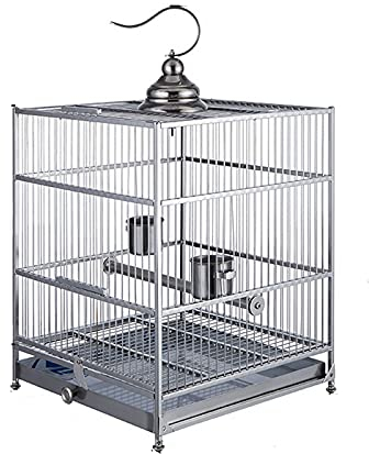 DLAZUM Massiver Vogelkäfig, Vogelkäfig, groß, 304 Edelstahl, schwarzer Phönixkäfig, luxuriös, großes Bad, spezielle Vogelkäfige, Papageienkäfig für Turteltauben, Finken, Parrotlet-Vogelkäfig