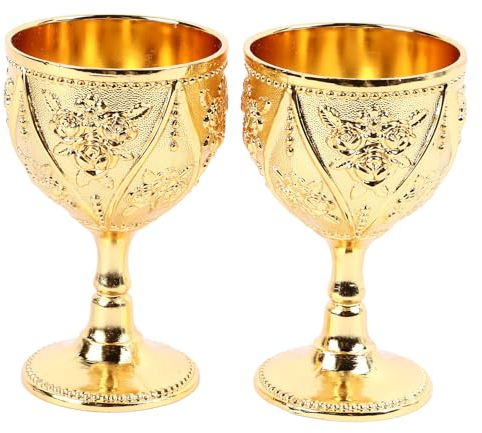 Gobelet En Métal Vintage, 2 Pièces, Tasse à Vin En Métal Gaufré, Mini Gobelet, Calice, Verres à Shot, Tasse à Vin, Gobelet Décoratif(Or)