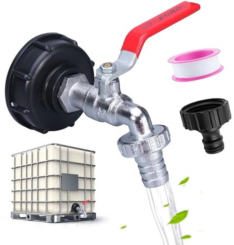 Grifo IBC para tanque de agua de 1000 L, adaptador IBC S60 x 6, conector de manguera de repuesto para tanques agua