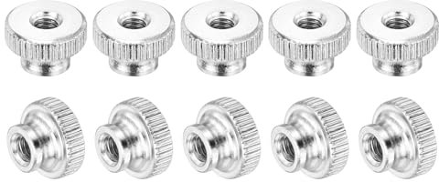 sourcing map Knurled Thumb Nuts, 30Pcs M4 x 12 x 8mm Carbon Steel Knurled Nut, Adjusting Round Knobs Fasteners Nuts for 3D Printer Parts, Silver
