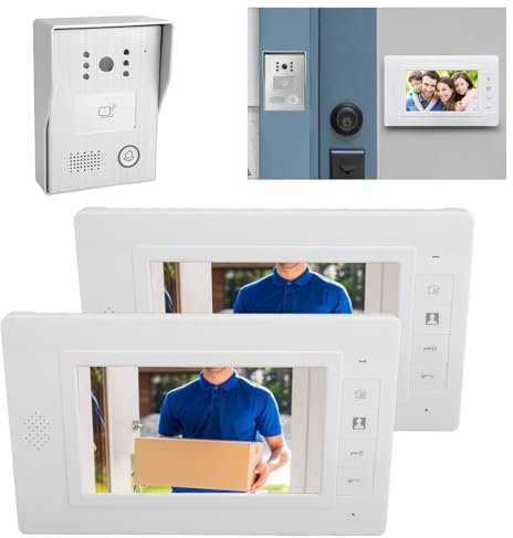 Cámara de Vídeo con Timbre Inalámbrico, Videoportero a Prueba de Lluvia con Pantalla TFT de 7 Pulgadas, Cámara de Puerta con Visión Nocturna por Infrarrojos, Audio Bidireccional,