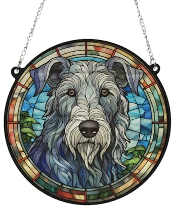 Irish Wolfhound Stained Glass Effect Suncatcher Gift for Dog Lovers - 19cm