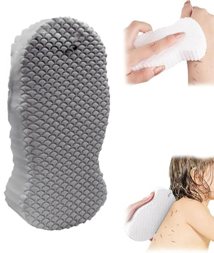 Koreanischer Hautschrubber von Beyond-Draw, Peeling-Schwamm, superweich, Peeling-Badeschwamm zur Reinigung, Dusche, Gesichtspeeling und Entfernung abgestorbener Haut, für Damen und Herren, Grau, 14 x