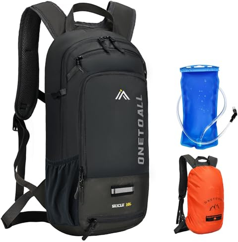 LOCAL LION ONETOALL Fahrradrucksack Klein 10L mit Regenschutz und Helmnetz, Skirucksack für Damen und Herren, Kleiner Wanderrucksack Wasserdicht zum Skifahren Radfahrren Wandern Tagestour