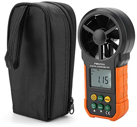 Anémomètre Portatif, Compteur de Vitesse du Vent, avec Grand écran LCD, pour Mesurer le Volume D'air, Indicateur de Batterie Faible