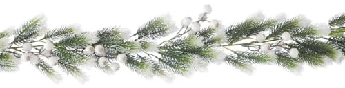 Festive Lights 1.13m Flocked Frosted White Berry Green Pine Needle Foliage Artificial Indoor Christmas Garland Decoration