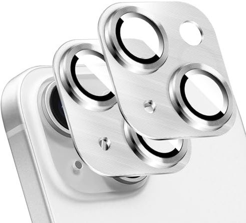 LucBuy 2PCS Metal Camera Lens Protector for iPhone 12/iPhone 12 Mini, 3D Texture Aluminum Coverage Phone Decoration, Anti-Scratch Full Protection Titanium Back Camera Cover