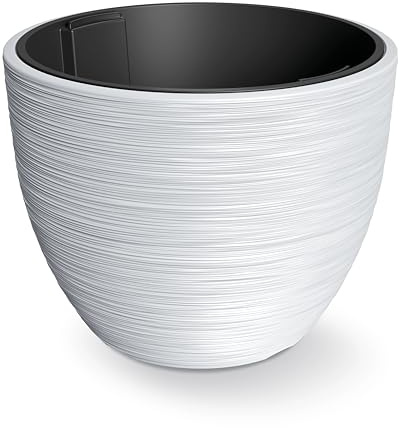 Tymar blomkruka med insats, blomkruka av plast, ytterkruka, stor blomkruka (DBFU vit, ø 40 cm)