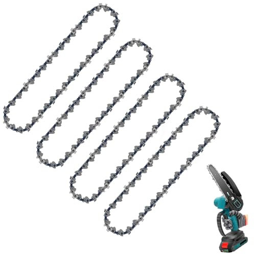 4PCS 6 Inch Chainsaw Chains, Mini Chainsaw Chain Replacement for Cordless Handheld Chainsaws, Low-Kickback Small Chainsaw Blade for Tree Trimming and Wood Cutting (37 Drive Links) (4 PCS 6In)