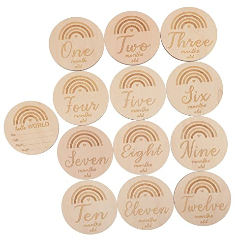 ifundom Baby-karten-set 13-teilig Aus Holz Neugeborenen-foto-requisiten Für Das Wachstum Des Babys
