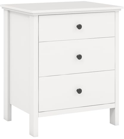 COSTWAY 1/2 Mesita de Noche, 56 x 45 x 66 cm, Mesillas de Noche Madera con 3 Cajones, Mesa Auxiliar Moderno Dormitorio Salon Sofa Oficina(1, Blanco)